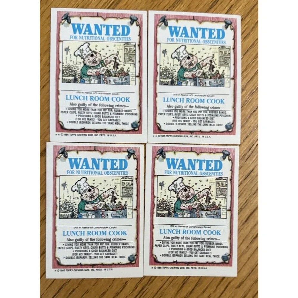 Turned-On Tara Tiffany Lamp 1986 Topps Garbage Pail Kids OS4 Lot 4 Cards